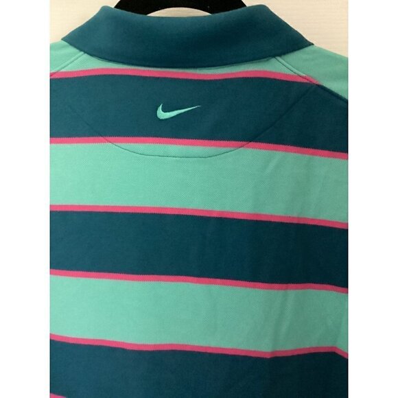 Nike -‎ Men's Stripe Golf Polo Size: Medium Color: Teal/Pink - Picture 6 of 12